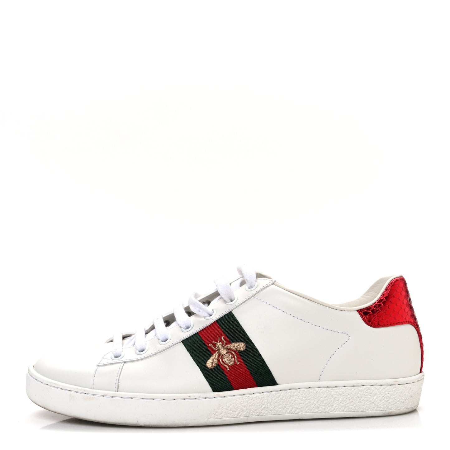 Calfskin Ayers Bee Embroidered Womens Ace Sneakers 39.5 White Green