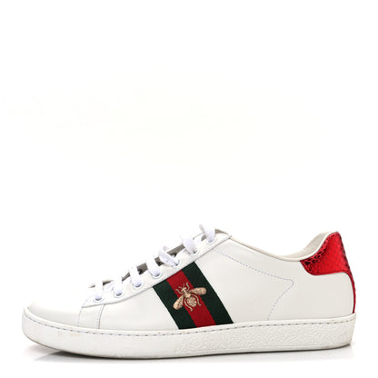 Gucci Calfskin Ayers Bee Embroidered Womens Ace Sneakers 39.5 White Green 1 of 11