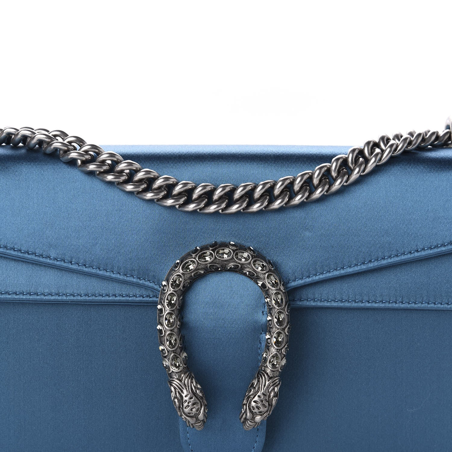 Gucci Satin Silk Crystal Small Dionysus Shoulder Bag Turchese Black Diamond 11 of 11