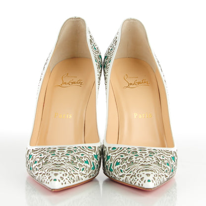 Christian Louboutin Patent Glitter Suede So Pretty 100 Pumps 39 Silver Mint 2 of 7
