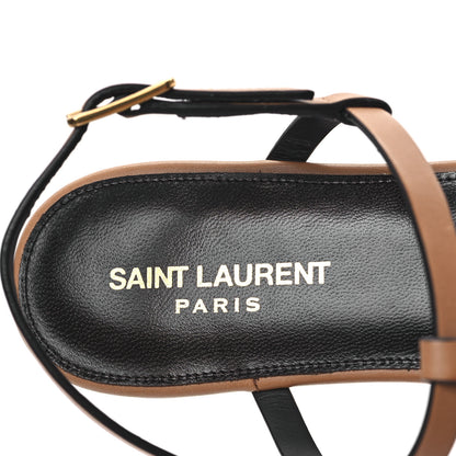 Saint Laurent Calfskin Cassandra Monogram Sandals 38.5 Brown 7 of 9