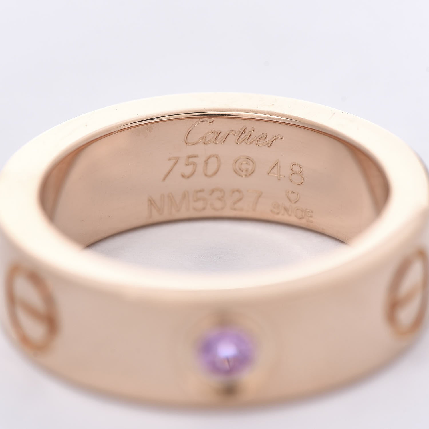 Cartier 18K Pink Gold Pink Sapphire 5.5mm LOVE Ring 48 4.5 4 of 5