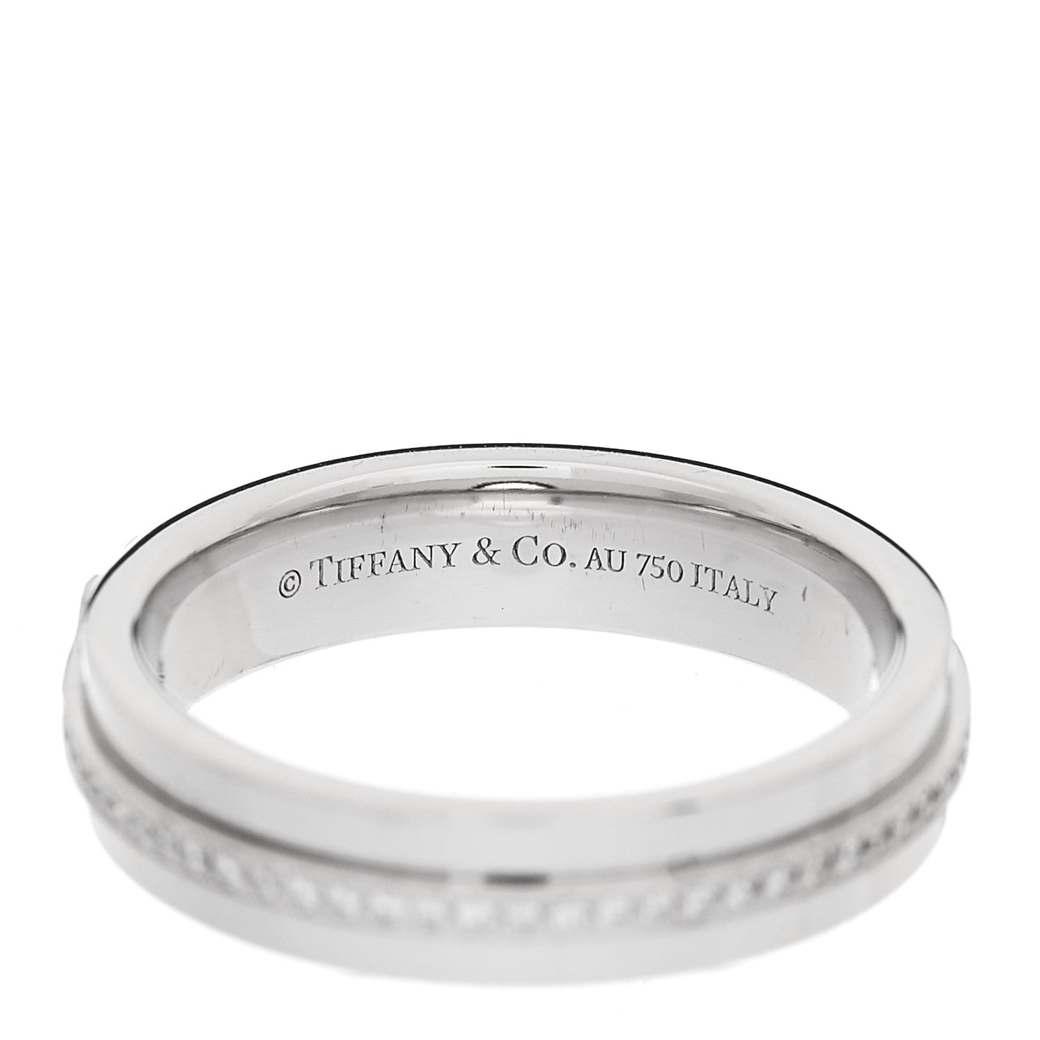 Tiffany 18K White Gold Diamond Narrow T Two Ring 52 6 4 of 5