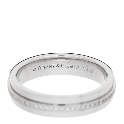 Tiffany 18K White Gold Diamond Narrow T Two Ring 52 6 4 of 5