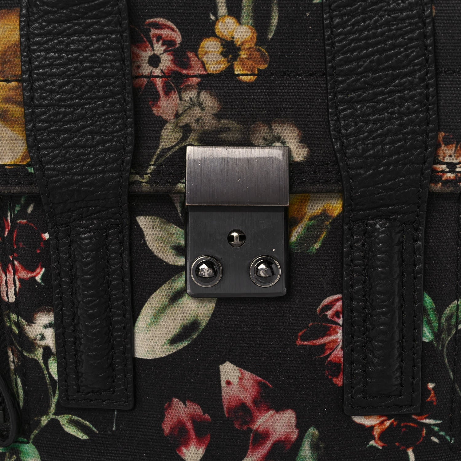 3.1 Phillip Lim Textured Calfskin Canvas Mini Floral Pashli Satchel Black Multicolor 7 of 16