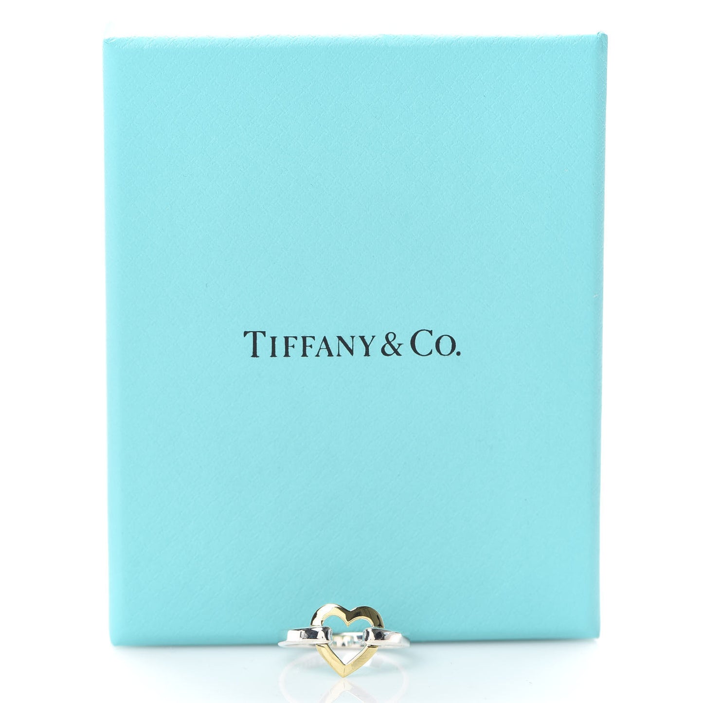 Sterling Silver 18K Yellow Gold Open Heart Ring 54 6.75