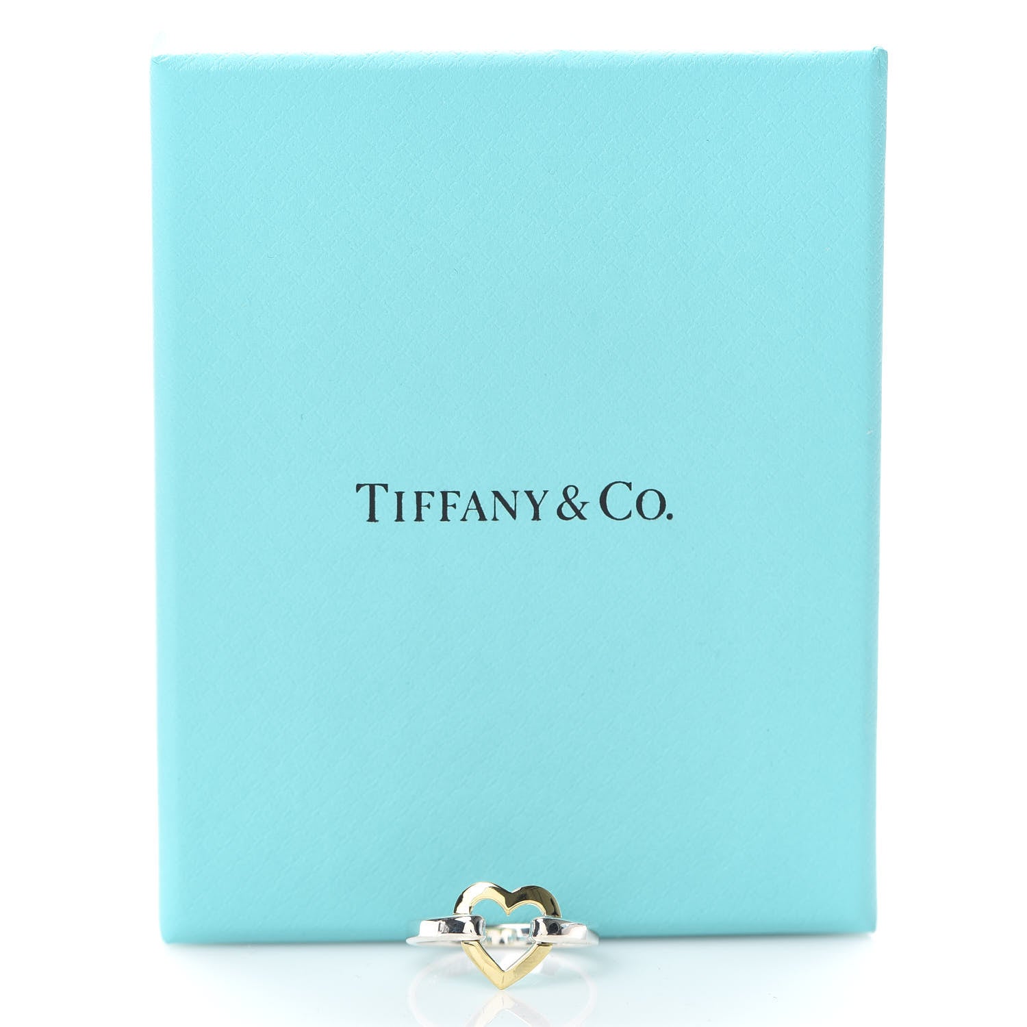 Tiffany Sterling Silver 18K Yellow Gold Open Heart Ring 54 6.75 5 of 5