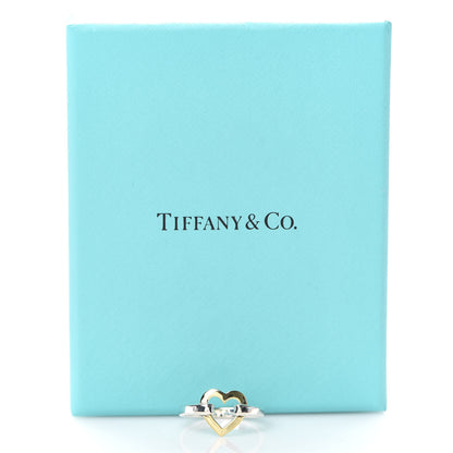Tiffany Sterling Silver 18K Yellow Gold Open Heart Ring 54 6.75 5 of 5