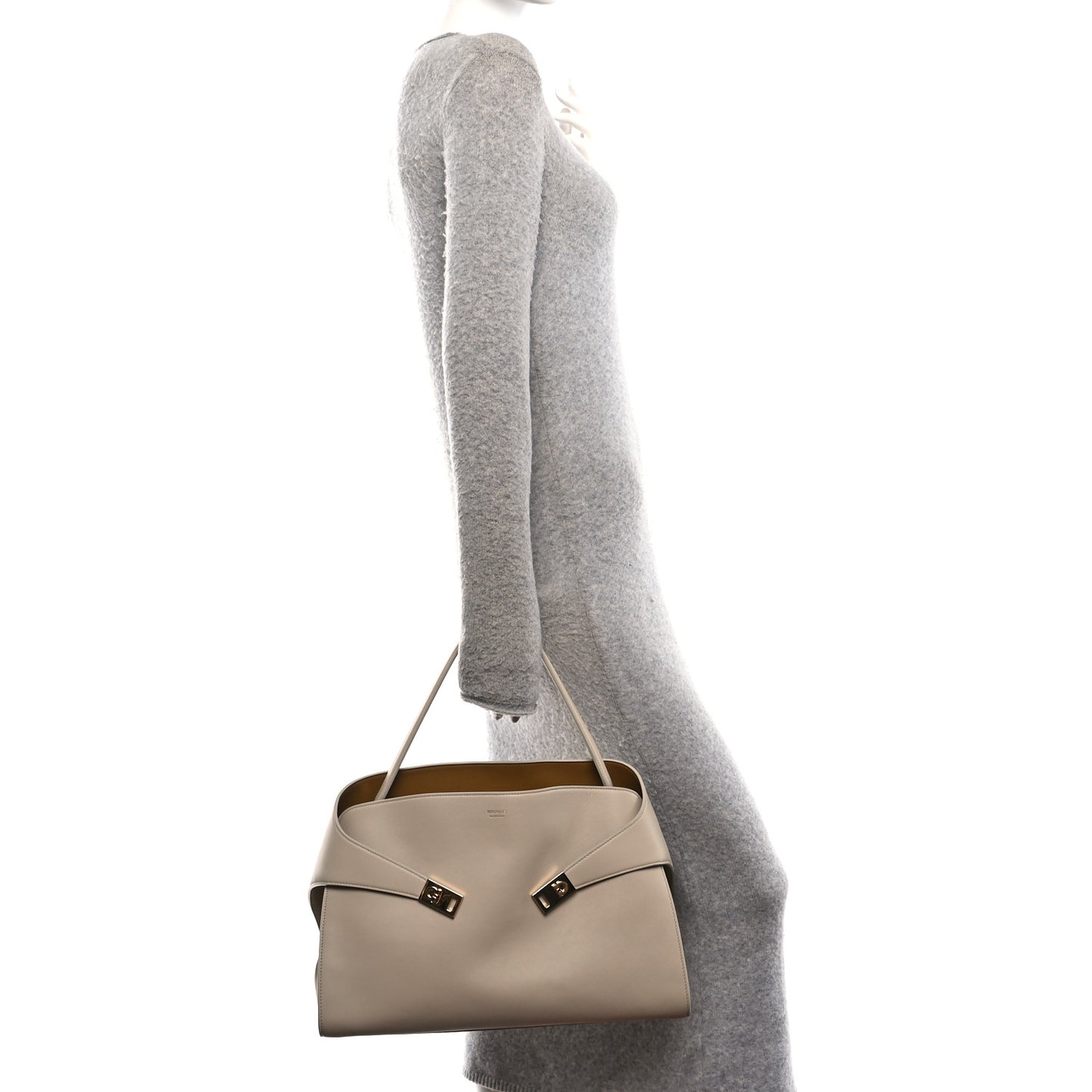Calfskin Medium Hug Bag Stone Burnt Orcher