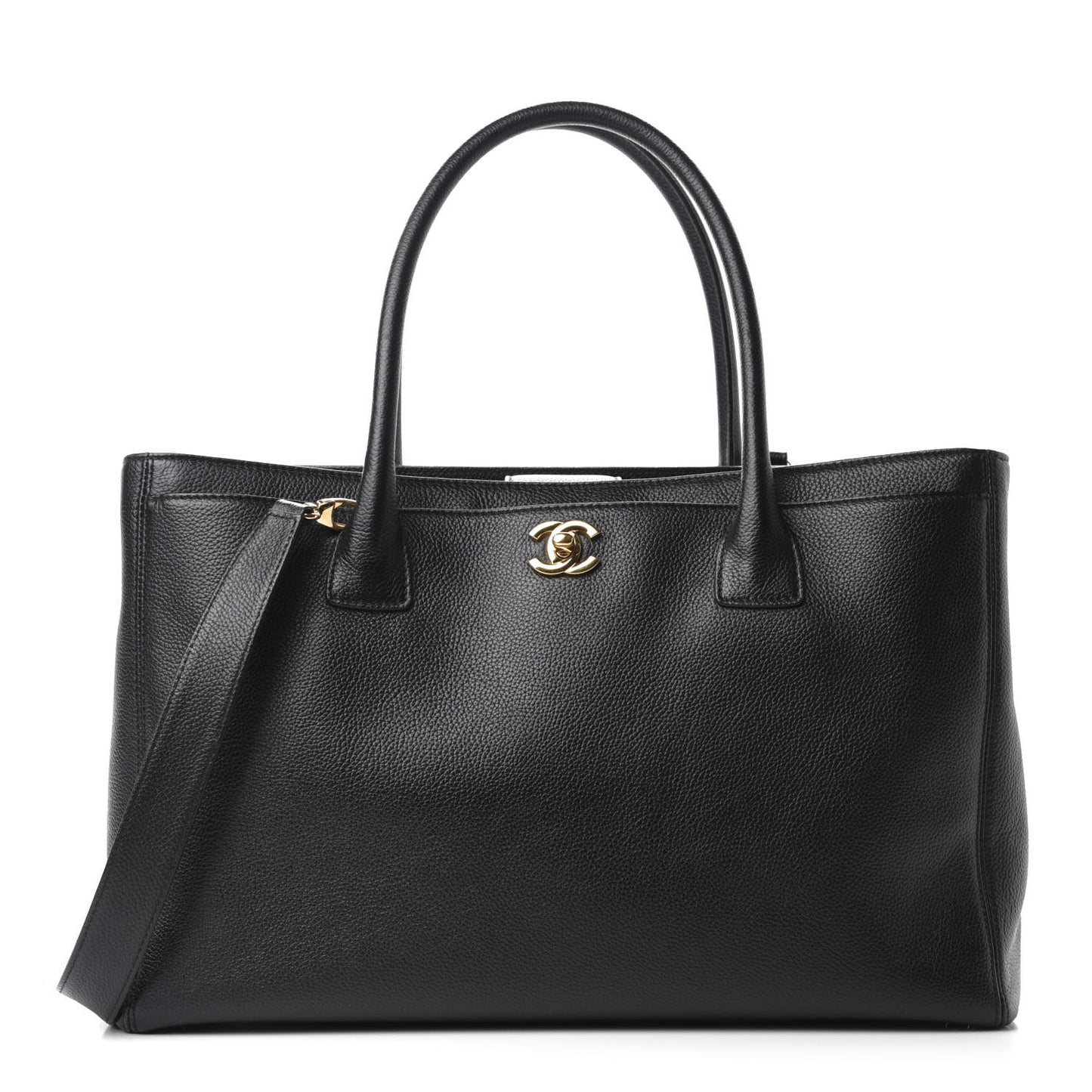 Calfskin Cerf Executive Shopper Tote Black