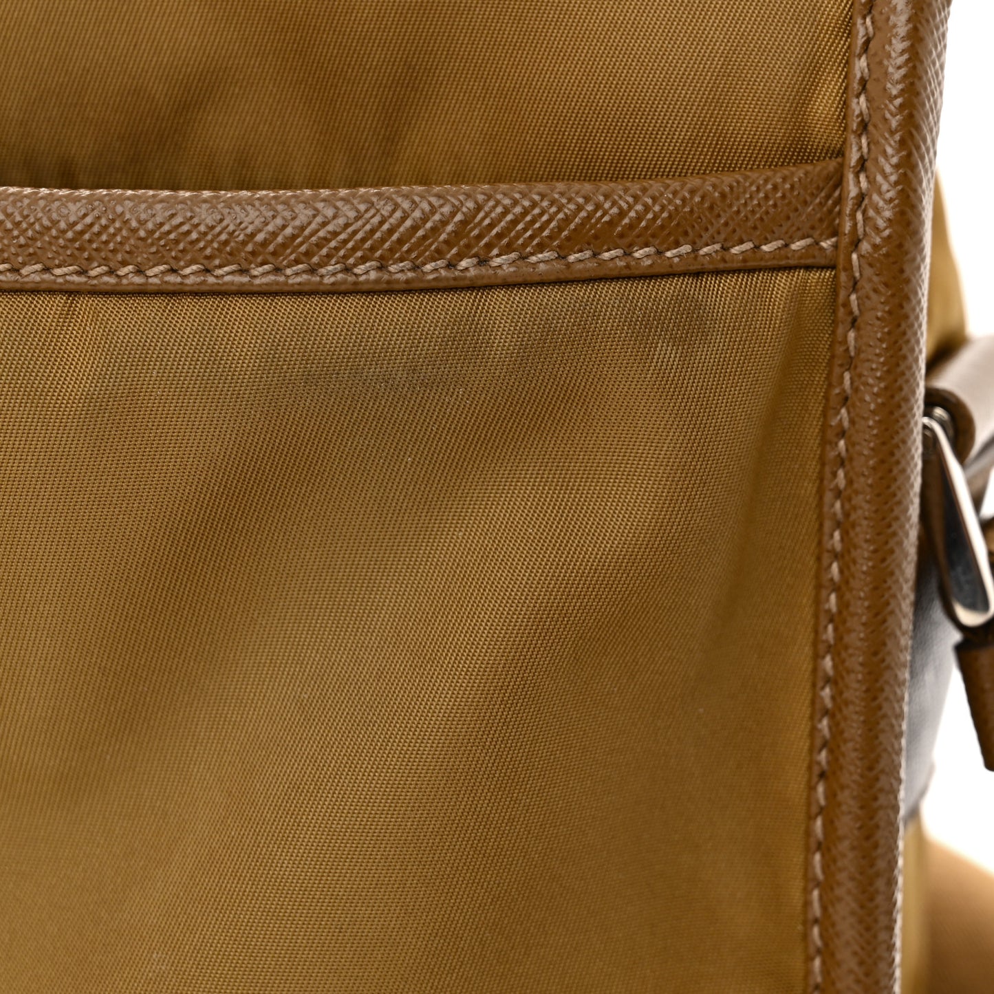 Re-Nylon Saffiano Pocket Double Snap Buckle Shoulder Bag Tabacco