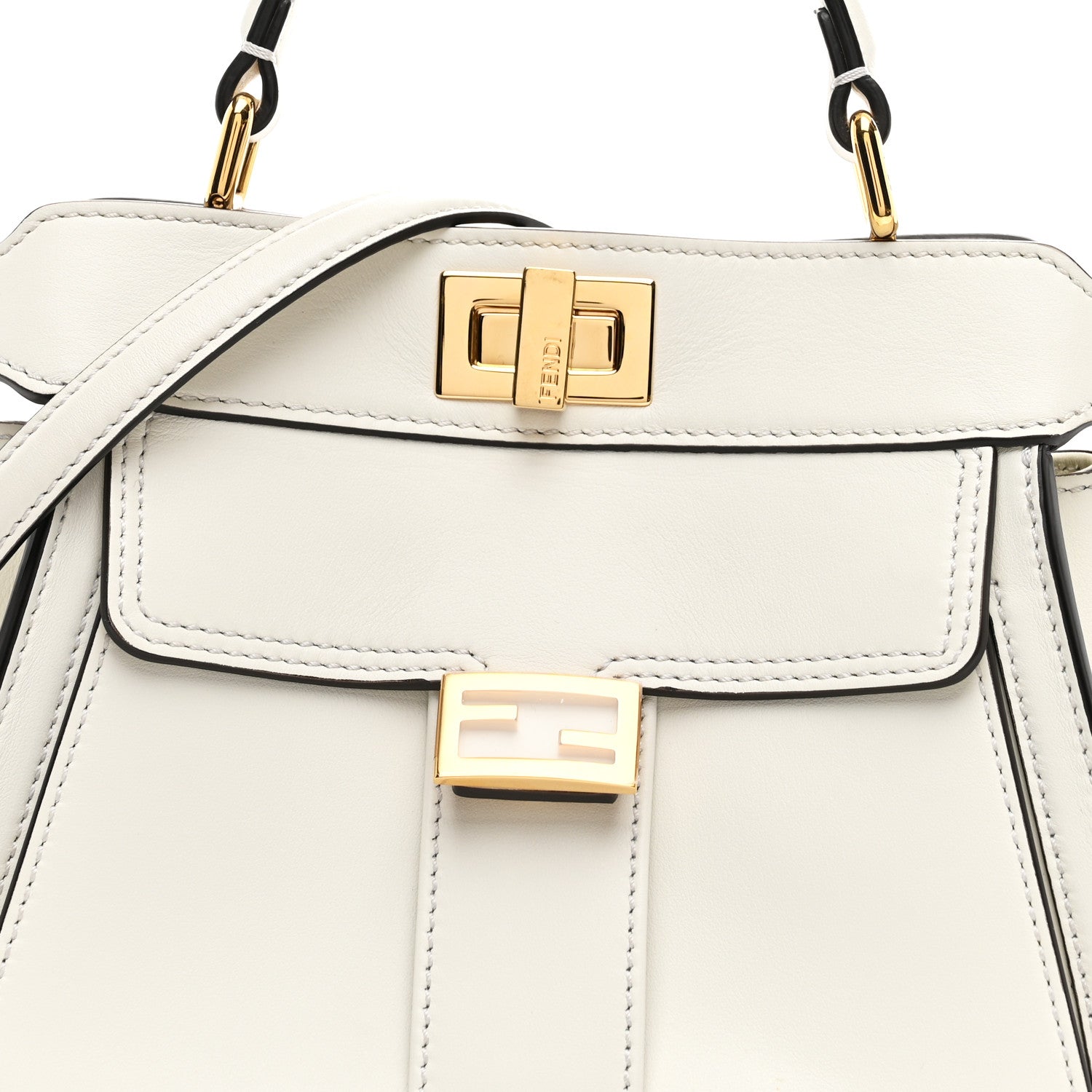 Fendi Nappa Pocket Mini Peekaboo Iconic Satchel White 8 of 10
