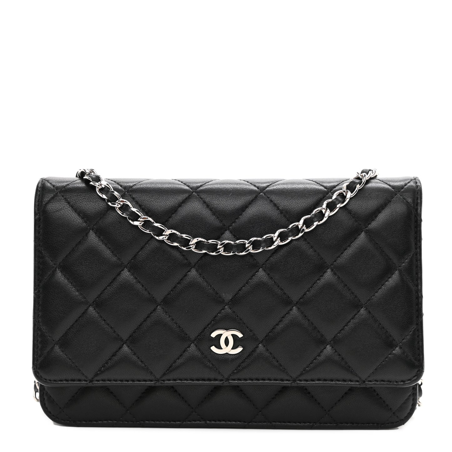 Lambskin Quilted Wallet On Chain WOC Black