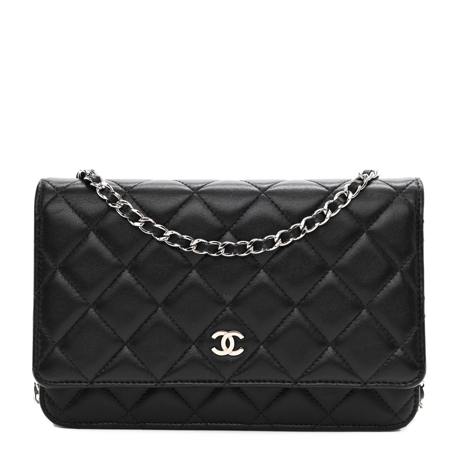 Chanel Lambskin Quilted Wallet On Chain WOC Black 2 of 23