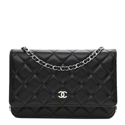 Chanel Lambskin Quilted Wallet On Chain WOC Black 2 of 23