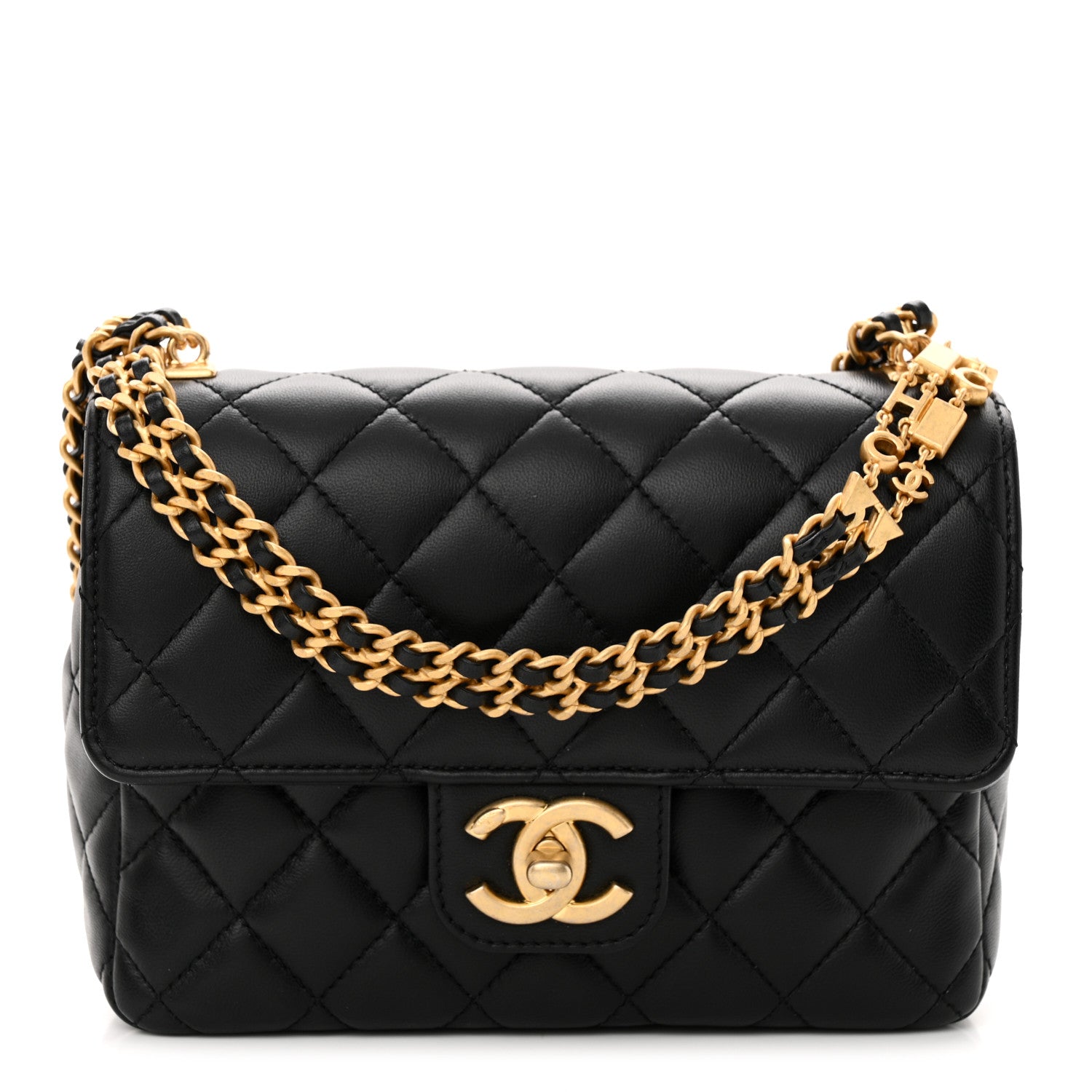 Chanel Lambskin Enamel Quilted Mini Flap Black 1 of 13