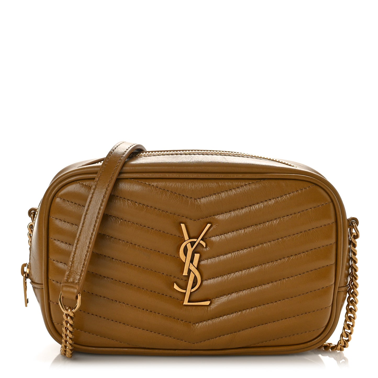 Calfskin Matelasse Monogram Mini Lou Camera Bag Tabac Brown