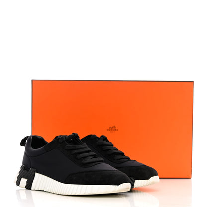 Hermes Technical Jersey Suede Goatskin Bouncing Sneakers 37 Black White 13 of 13