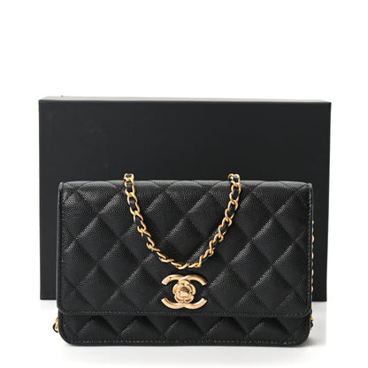 Chanel Caviar Quilted Camellia Wallet On Chain WOC Black 12 of 12