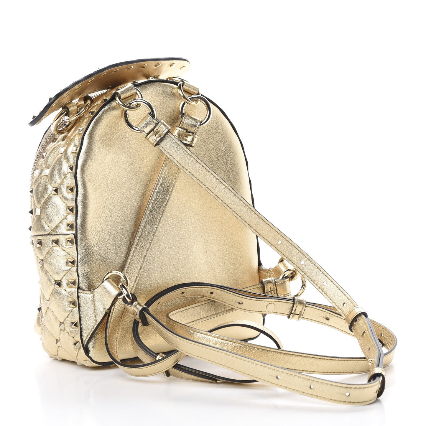 Metallic Lambskin Quilted Mini Rockstud Spike Backpack Mekong