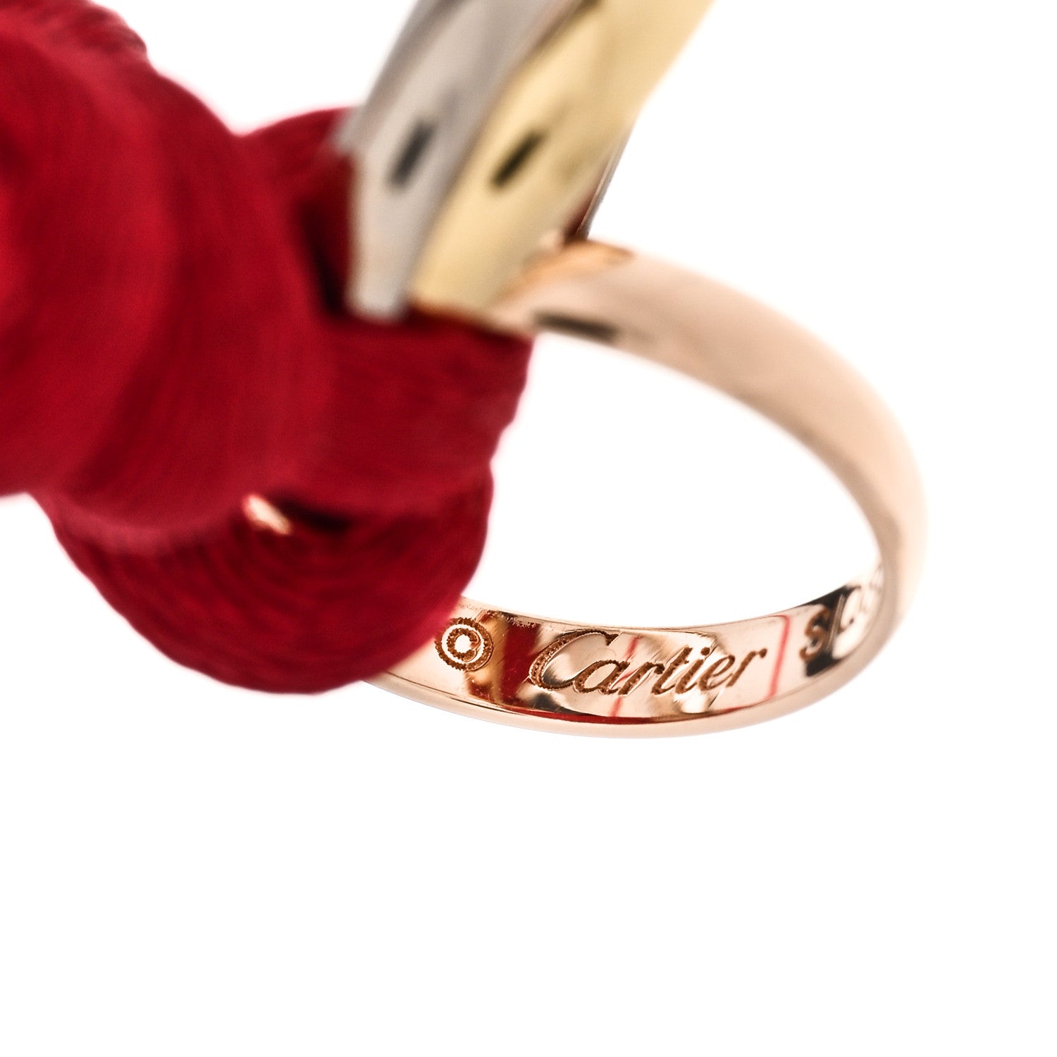 Cartier 18K Pink Yellow White Gold Trinity Cord Bracelet Red 3 of 5