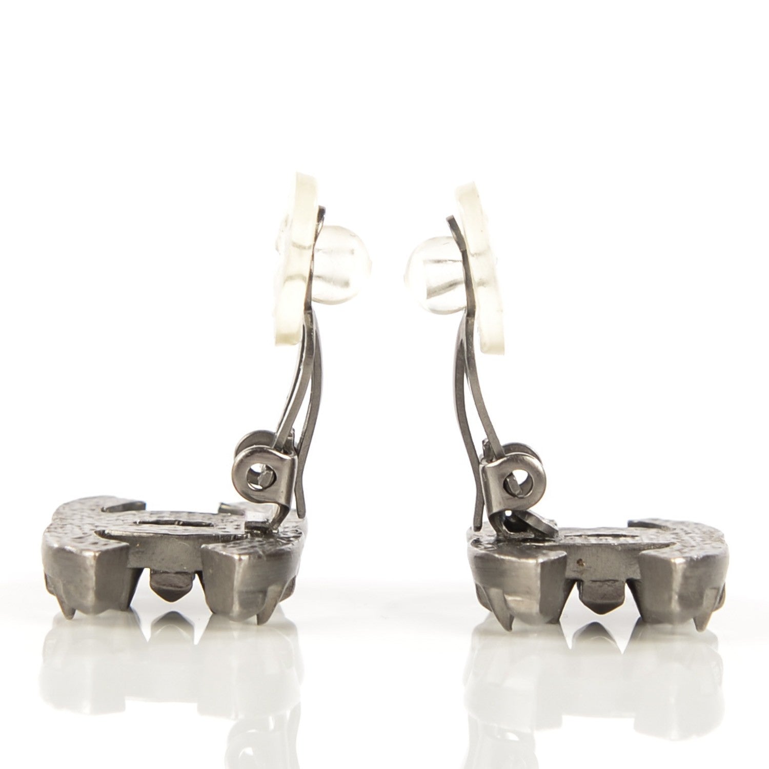 Chanel Ruthenium CC Spike Clip On Earrings 3 of 6