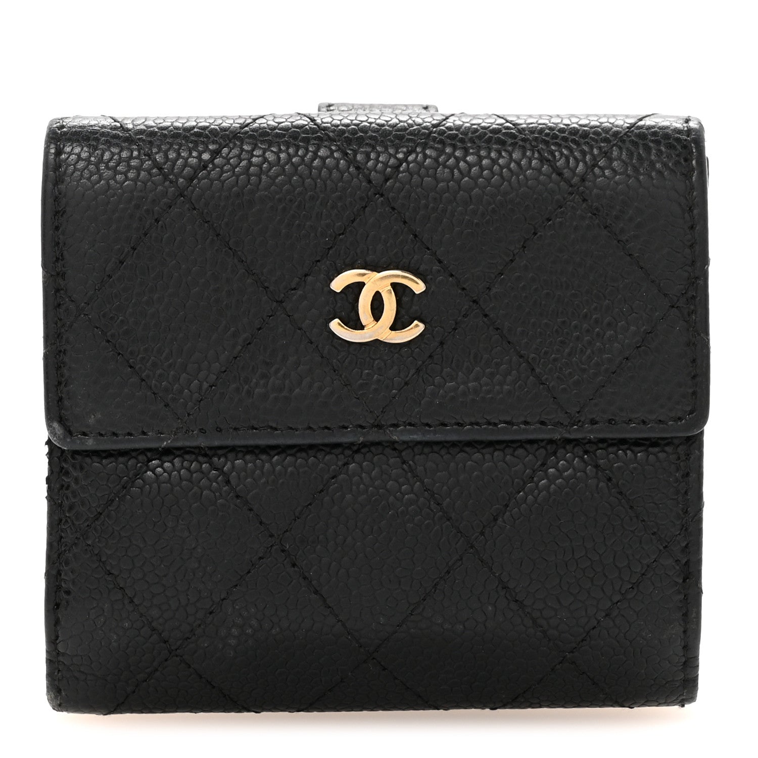 Chanel Caviar Quilted Compact French Flap Wallet Black 1 of 8