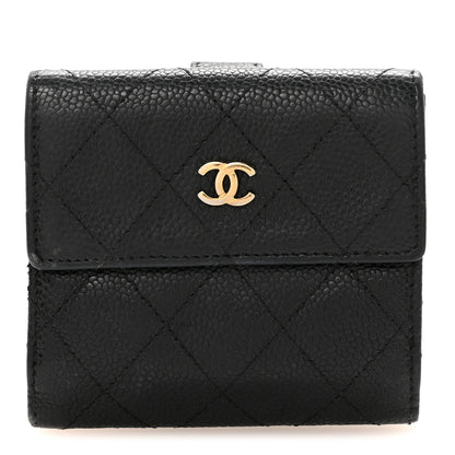 Chanel Caviar Quilted Compact French Flap Wallet Black 1 of 8
