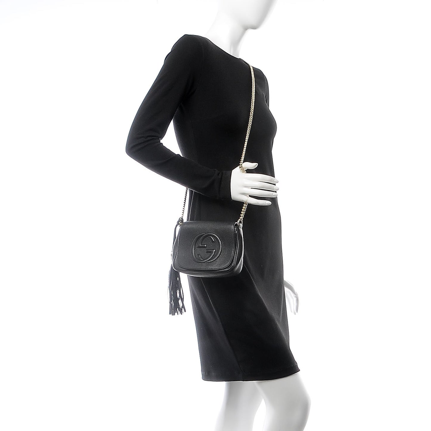 Pebbled Calfskin Small Soho Flap Crossbody Black