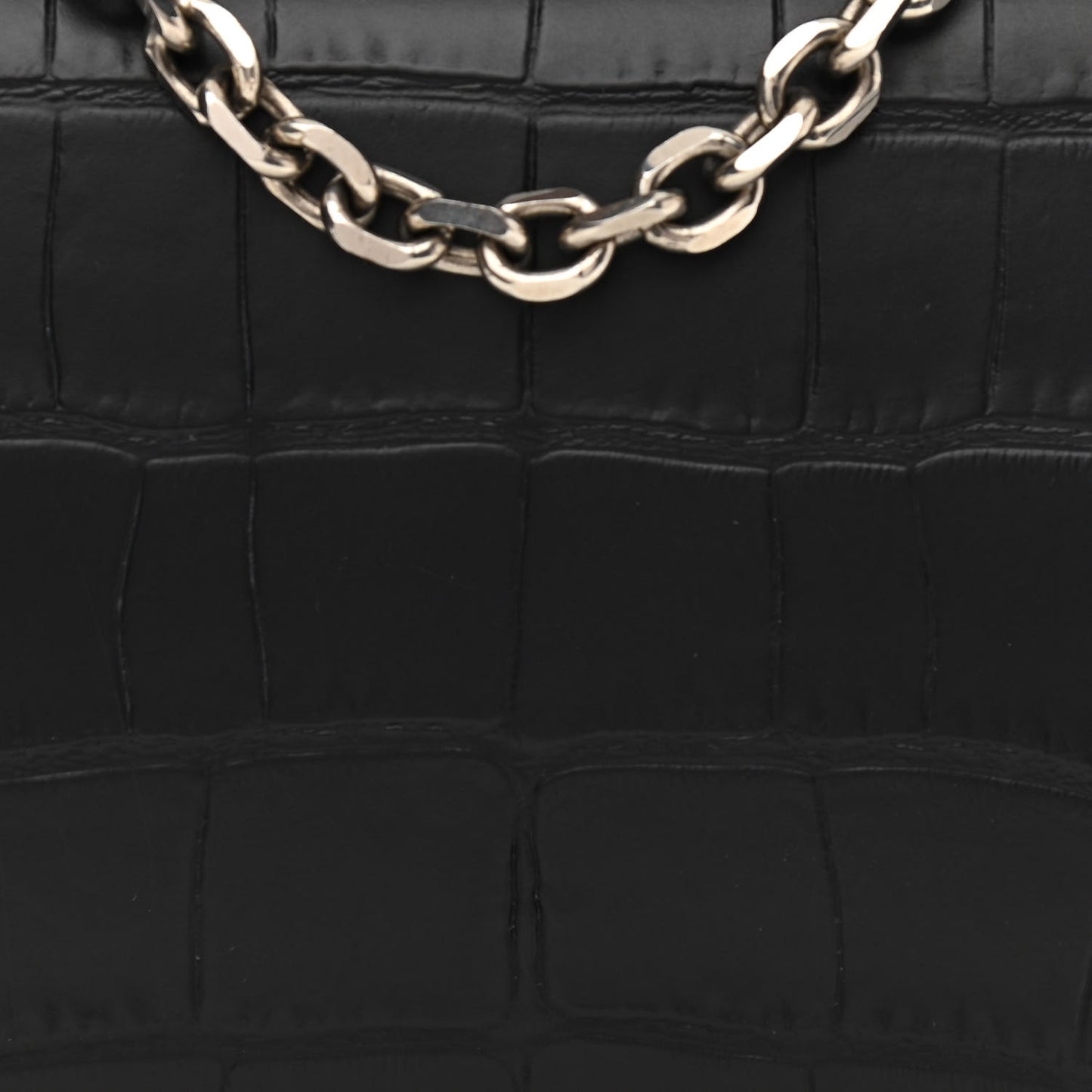 Calfskin Crocodile Embossed Box Shoulder Bag 19 Black