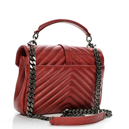 Saint Laurent Grained Calfskin Matelasse Chevron Monogram Medium College Bag Rouge 3 of 9
