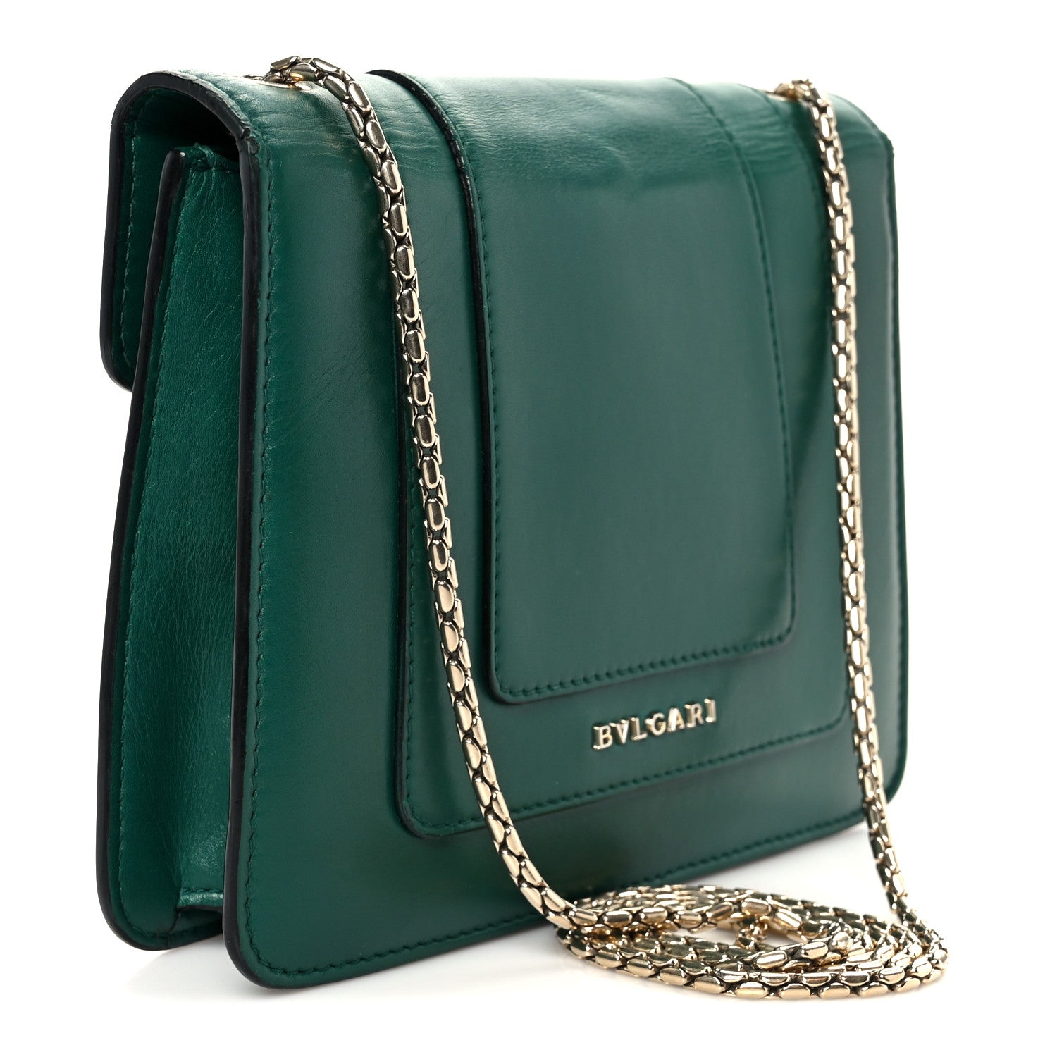 Bulgari Calfskin Small Serpenti Forever Snake Strap Crossbody Bag Emerald Green 3 of 11
