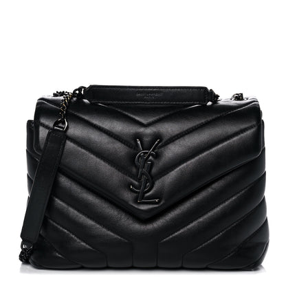 Saint Laurent Calfskin Y Quilted Monogram Small Loulou Chain Satchel Black 1 of 16