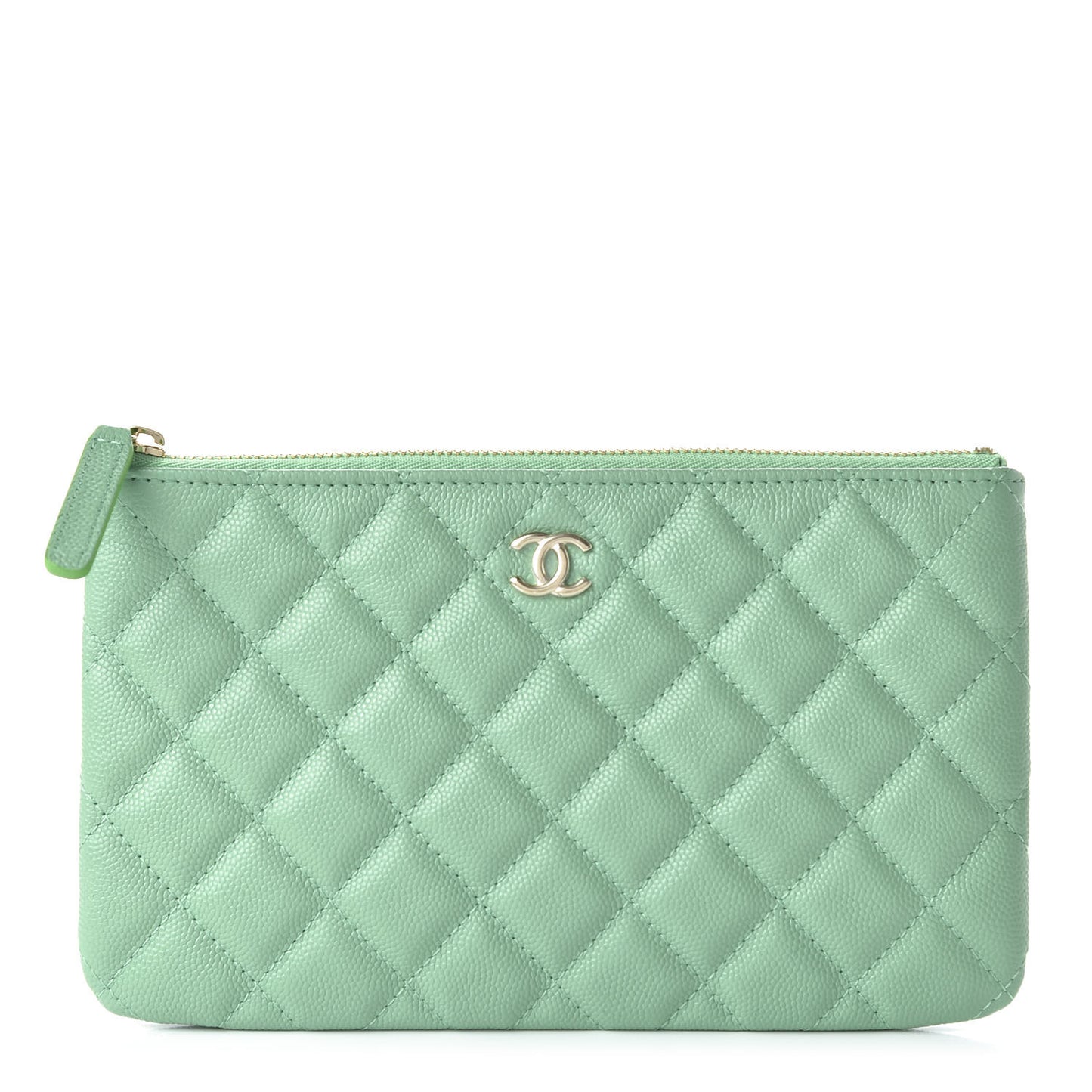 Caviar Quilted Small Cosmetic Case Light Green