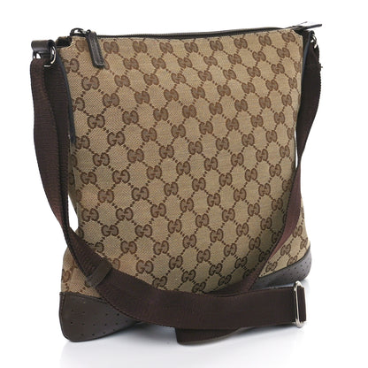 Gucci Monogram Calfskin Perforated Medium Flat Messenger Bag Dark Brown 3 of 10