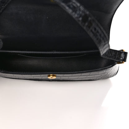 Balenciaga Shiny Super Supple Calfskin Crocodile Embossed Small XX Flap Stretch Bag Black 5 of 9