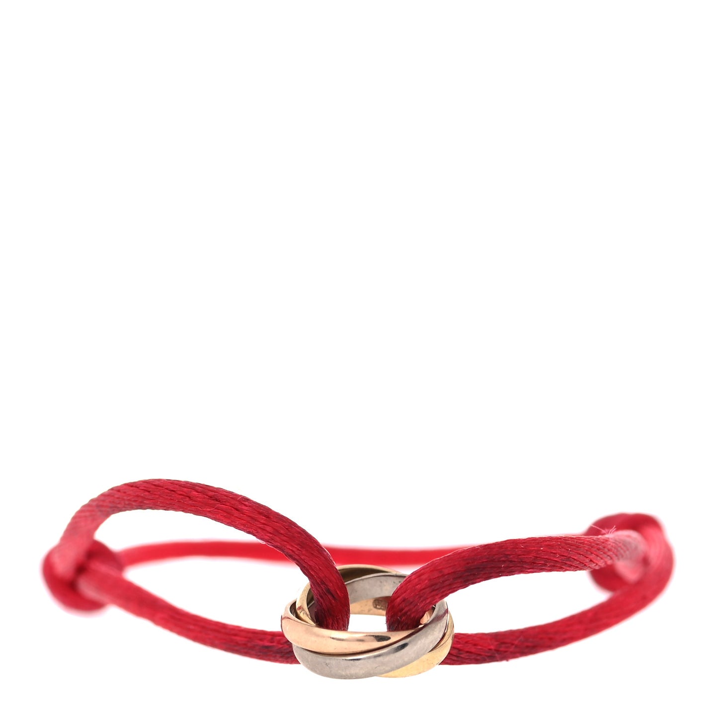 18K Pink Yellow White Gold Trinity Cord Bracelet Red