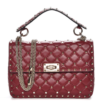 Valentino Garavani Nappa Medium Rockstud Spike Shoulder Bag Rubino 2 of 11