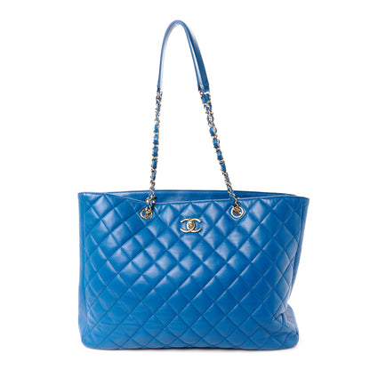 Chanel Lambskin Quilted Large Classic Shopping Tote Blue 1 of 11