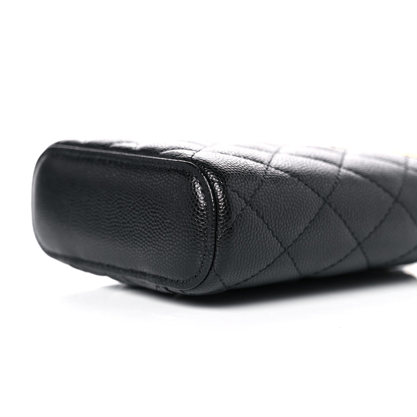 Caviar Quilted Small Vertical Coco Beauty Vanity Case With Chain Black