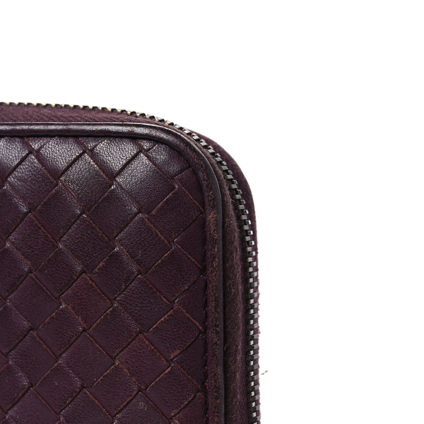 Nappa Intrecciato Zip Around Wallet Aubergine