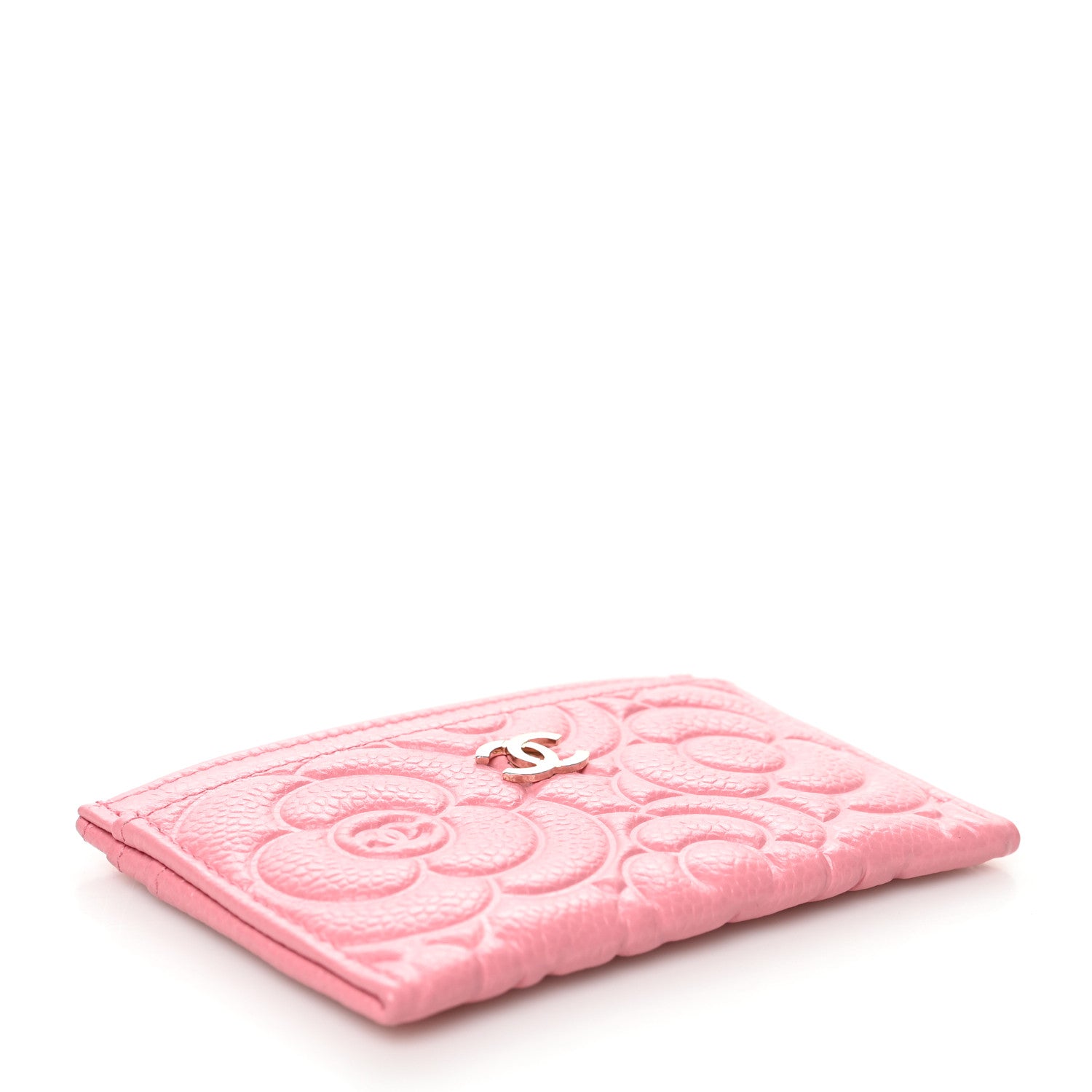 Chanel Caviar Camellia Embossed Card Holder Pink 4 of 11