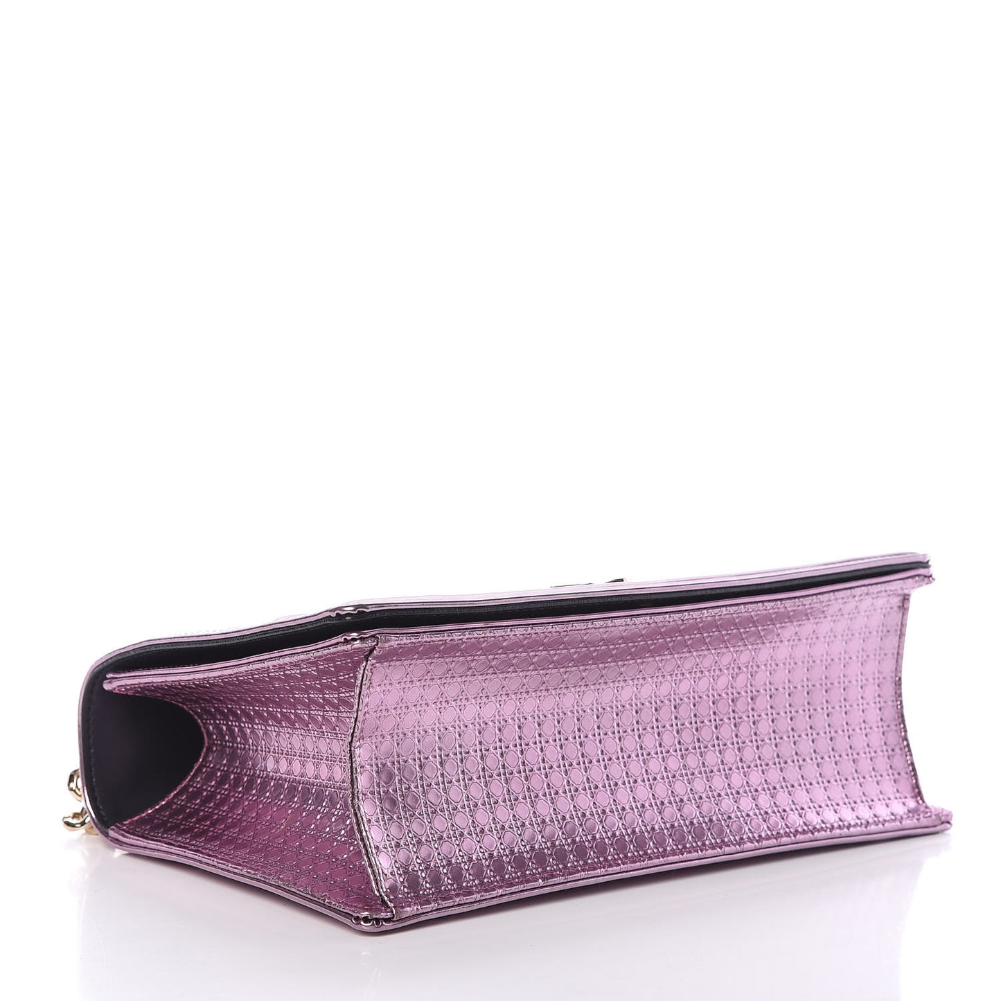 Metallic Patent Micro-Cannage Medium Diorama Flap Bag Pink