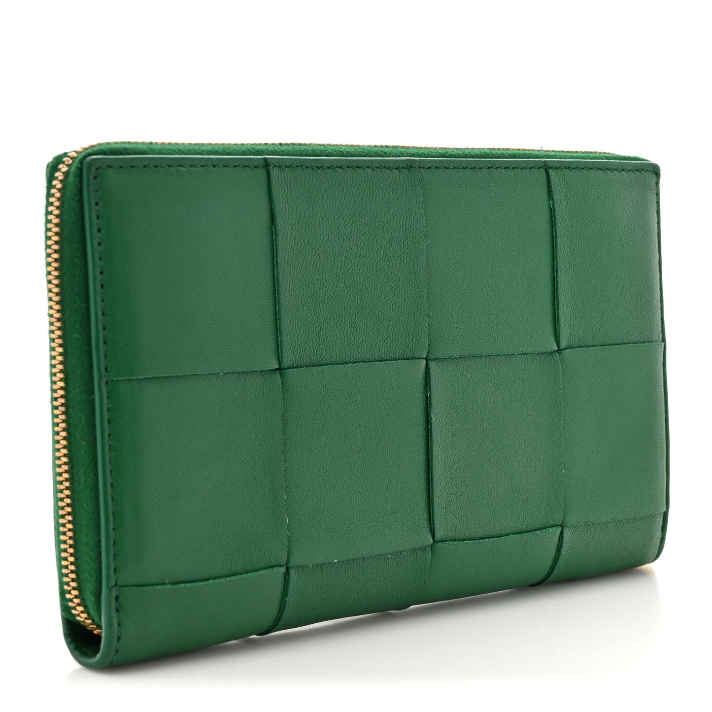 Nappa Maxi Intrecciato Zip Around Wallet Racing Green