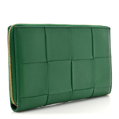 Bottega Veneta Nappa Maxi Intrecciato Zip Around Wallet Racing Green 3 of 9