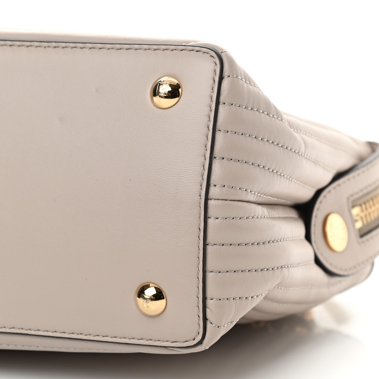 Fendi Shiny Nappa Trapuntata Chain Small DotCom Click Chain Satchel Grigio Polvere 10 of 10