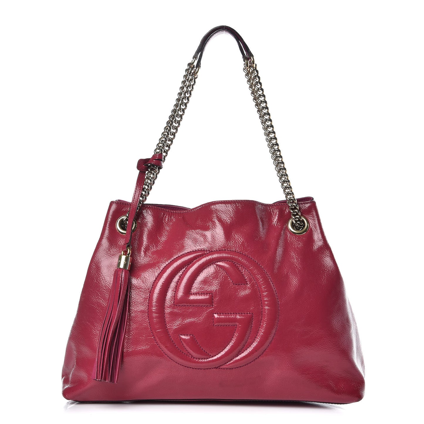 Vernice Naplack Medium Soho Chain Shoulder Bag Bright Bouganville