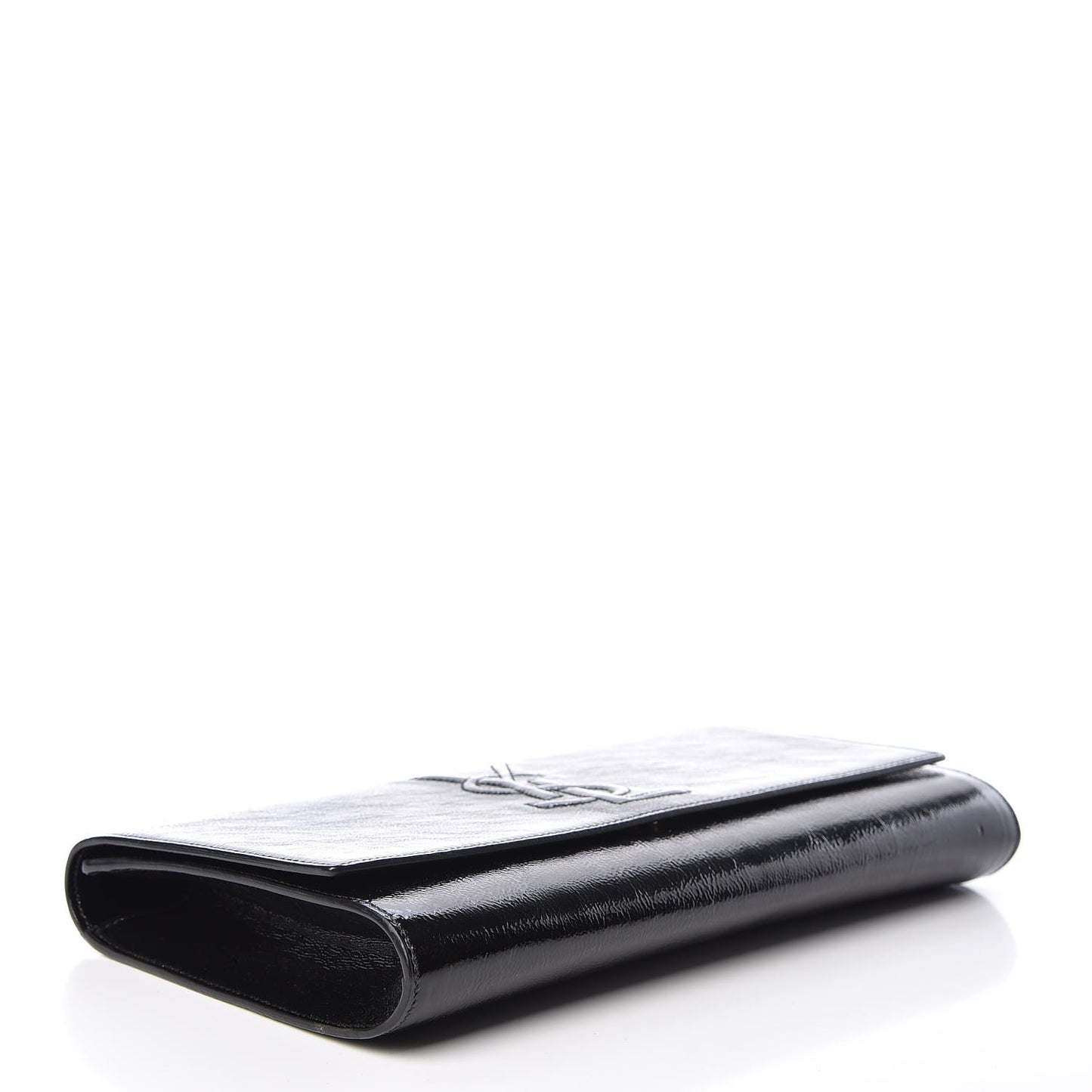 Textured Patent Monogram Large Belle De Jour Clutch Black