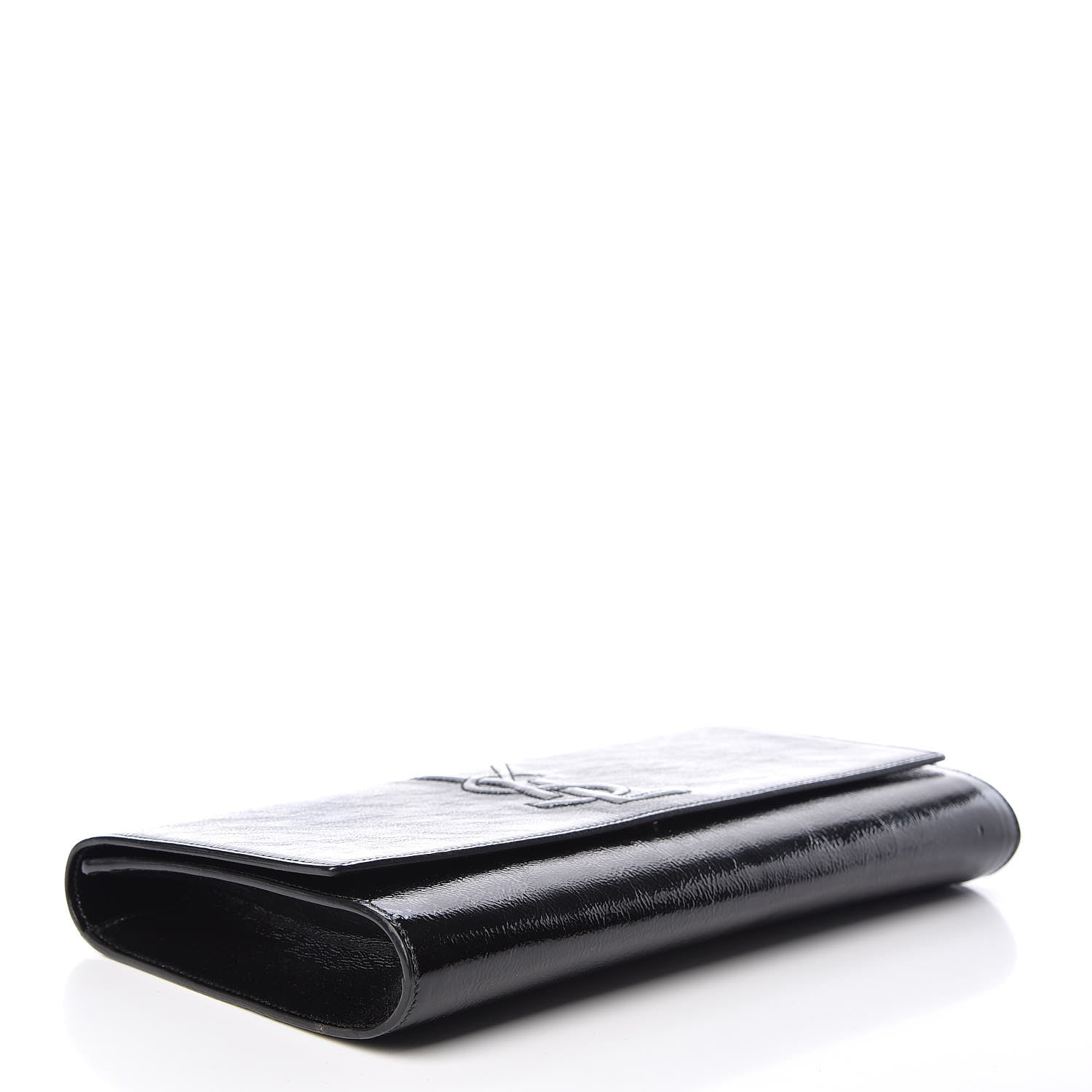 Saint Laurent Textured Patent Monogram Large Belle De Jour Clutch Black 4 of 10