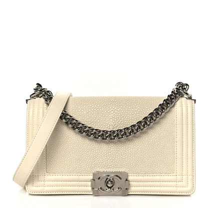 Chanel Galuchat Stingray Medium Boy Flap Ivory 1 of 10
